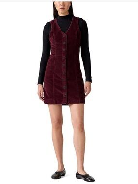 Levi's Vianna Sleeveless Corduroy Burgundy Dress